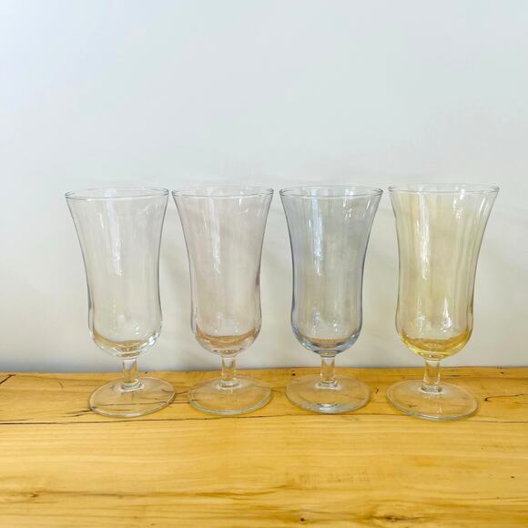 Vtg 60s Iridescent Parfait Glasses Cordial Liqueur Hand Blown Stem France - Picture 4 of 7